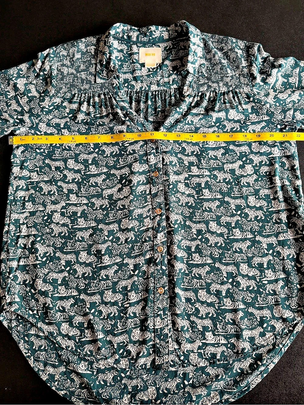 Anthropologie Maeve Emory Teal Tiger Print Blouse Size 6 - Picture 5 of 8